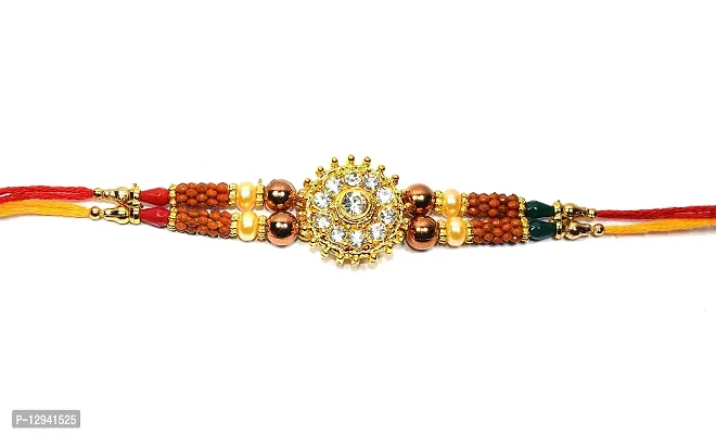 Frolics India Designer Premium Stones Studded Combo Rakhi , Raksha Bandhan Thread Stones Rakhi- Pack of 2 (Combo-2)-thumb3