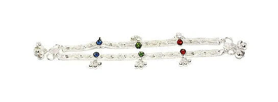 Frolics India Alloy Stones Studded Hangings Anklet with Ghungroo for Kids (8, 3-8 Years Kid) (Age, 0-3 Years (6 Inches))