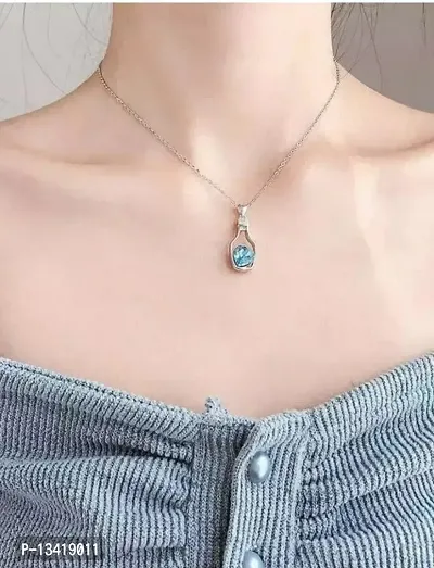 Blue Stone Bottle Necklace Short Pendent Chain