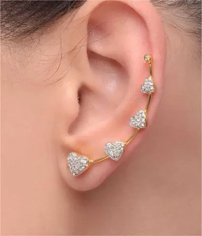 Premium CZ Stones Studded Earcuffs Earrings for Women and Girls