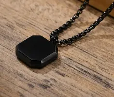 Premium Black Finish Square Stone Studded Pendent Chain for Men and Boys-thumb3