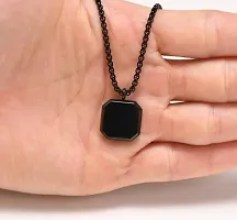 Premium Black Finish Square Stone Studded Pendent Chain for Men and Boys-thumb2