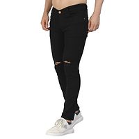 Black Polycotton Low Rise Jeans For Men-thumb1