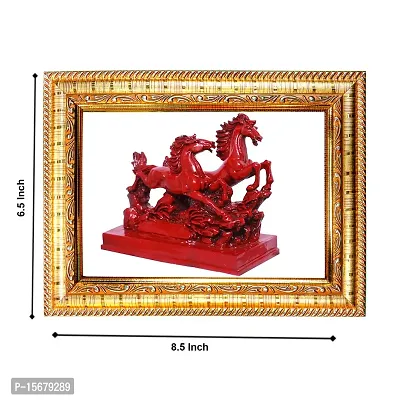 Hawai Feng Shui Mahavastu Remedies Wooden Framed Red Two Running Victory Horses Photo for Home Office Business Place SFDI209GLDFRM-thumb2