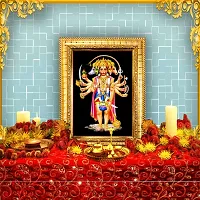 Hawai Pancha Mukhi Hanuman Designer Wall Hanging Engineered Wood Photo Frame for Worship Use 8.5x7inch SFDI275GLDFRM-thumb1