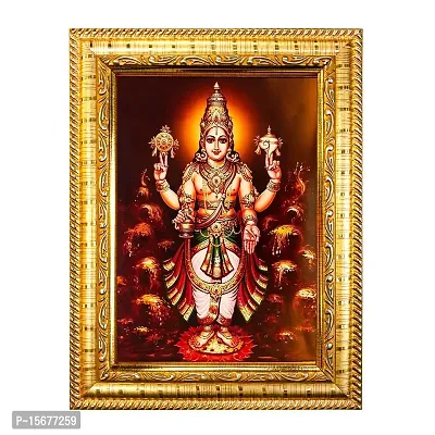 Hawai Lord Dhanvantari Designer Wall Hanging Engineered Wood Photo Frame for Worship Use 8.5x7inch SFDI287GLDFRM