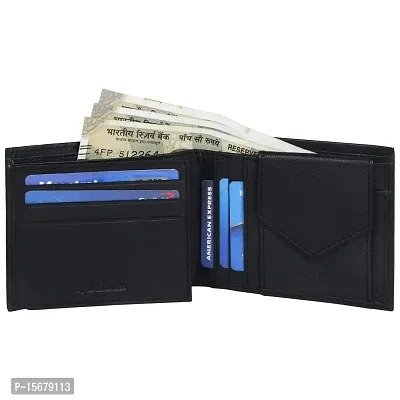 Hawai Genuine Leather Formal Black Wallet for Men (6 Card Slots, Photo Id Window)-thumb5