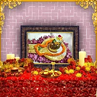 Hawai Lord Kasi Vishwanath Shivaling Designer Wall Hanging Engineered Wood Photo Frame for Worship Use 8.5x7inch SFDI299BLKFRM-thumb1