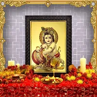 Hawai Gold Plated Bal Gopal Krishna Wall Hanging Engineered Wood Photo Frame for Worship Use 36X26CM SFDI333BLKFRM-thumb1