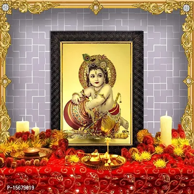 Hawai Gold Plated Bal Gopal Krishna Wall Hanging Engineered Wood Photo Frame for Worship Use 36X26CM SFDI333BLKFRM-thumb2