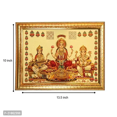 Hawai Ganesh Lakshmi Saraswati Gold Plated Photo Frame 14 X 10 Inches-thumb2