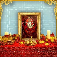 Hawai Lord Ganesh Designer Wall Hanging Engineered Wood Photo Frame for Worship Use 8.5x7inch SFDI276GLDFRM-thumb1