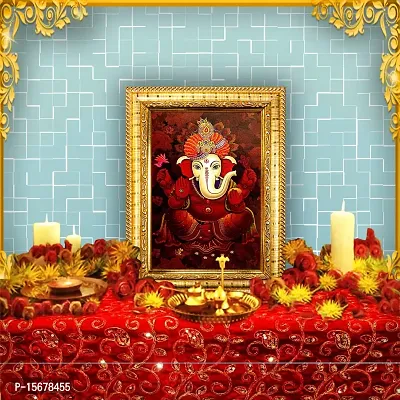 Hawai Lord Ganesh Designer Wall Hanging Engineered Wood Photo Frame for Worship Use 8.5x7inch SFDI276GLDFRM-thumb2