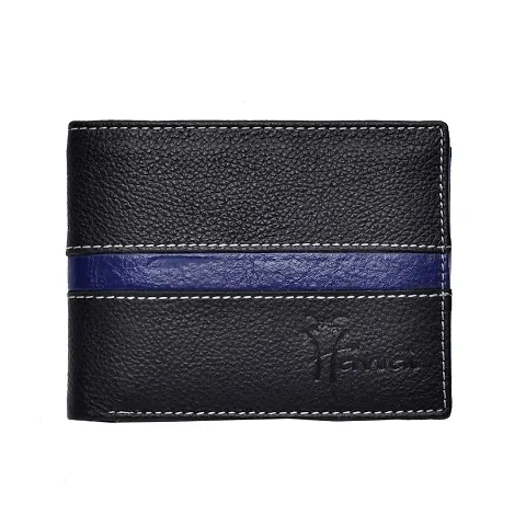 Hawai Genuine Leather Black Wallet for Men with Photo Id Window and Multiple Card Slots