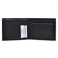 Hawai Genuine Leather Black Bi-Fold Men Wallet with Photo Id Window and Multiple Card Slots-thumb1