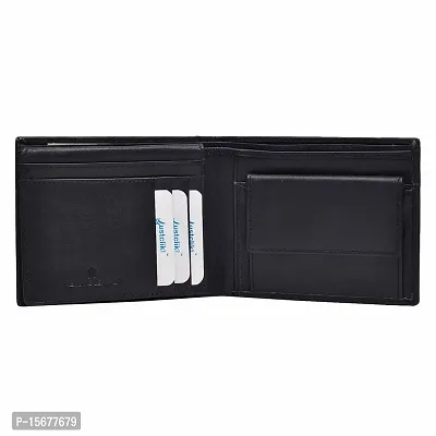 Hawai Genuine Leather Black Bi-Fold Men Wallet with Photo Id Window and Multiple Card Slots-thumb2