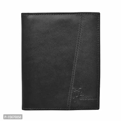 Hawai Genuine Leather Black Passport Holder for Men and Women with Multiple Card Slot and Photo ID Window-thumb0