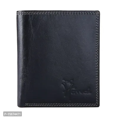 Hawai Men Black Genuine Leather Wallet (8 Card Slots)