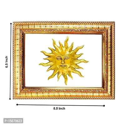 Hawai Feng Shui Mahavastu Remedies Wooden Framed Golden Lord Surya Dev Photo for Home Office Business Place SFDI236GLDFRM-thumb2