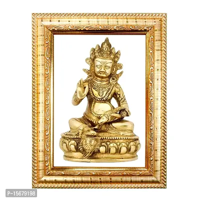 Hawai Feng Shui Mahavastu Remedies Wooden Golden Framed Lord Kuber Photo for Home Office Business Place 21x17cm SFDI238GLDFRM-thumb0