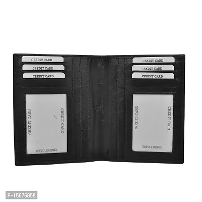 Hawai Genuine Leather Black Passport Holder for Men and Women with Multiple Card Slot and Photo ID Window-thumb2