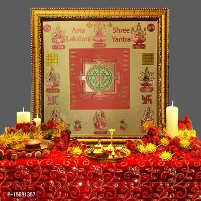 Hawai 24k Gold Plated Ashta Laxmi Shree Yantra for Home Office Business Place Worship Use 10.5x10.5 Inches-thumb2