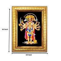 Hawai Pancha Mukhi Hanuman Designer Wall Hanging Engineered Wood Photo Frame for Worship Use 8.5x7inch SFDI275GLDFRM-thumb2