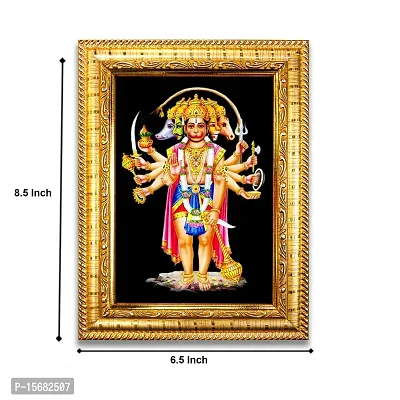 Hawai Pancha Mukhi Hanuman Designer Wall Hanging Engineered Wood Photo Frame for Worship Use 8.5x7inch SFDI275GLDFRM-thumb3