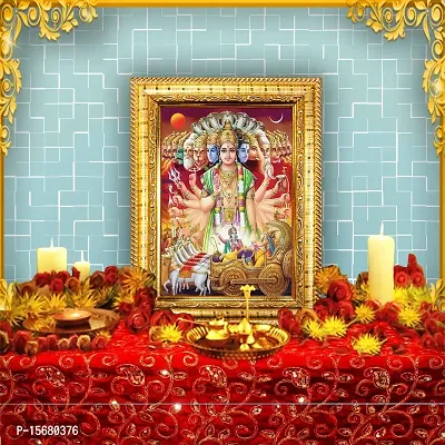 Hawai Lord Krishna Virat Roop Designer Wall Hanging Engineered Wood Photo Frame for Worship Use 8.5x7inch SFDI284GLDFRM-thumb2