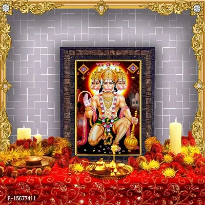 Hawai Pancha Mukhi Hanuman Designer Wall Hanging Engineered Wood Photo Frame for Worship Use 8.5x7inch SFDI00306BLKFRM-thumb2