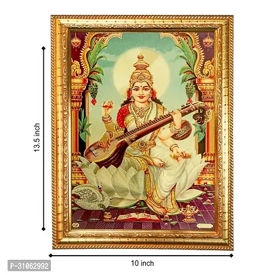 Hawai Goddess Saraswati Gold Plated Photo Frame 14 X 10 Inches-thumb2