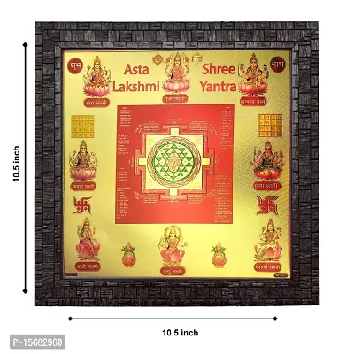 Hawai Wooden Framed Wall Hanging 24k Gold Plated Ashta Laxmi Shree Yantra for Home Office Business Place Worship Use 27x27CM-thumb3