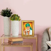 Hawai Sai Baba Designer Wall Hanging Engineered Wood Photo Frame for Worship Use 8.5x7inch SFDI269GLDFRM-thumb2