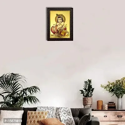 Hawai Gold Plated Bal Gopal Krishna Wall Hanging Engineered Wood Photo Frame for Worship Use 36X26CM SFDI333BLKFRM-thumb5