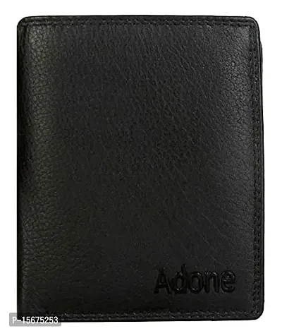 Adone Black Colour Genuine Leather Note Case Wallet for Men