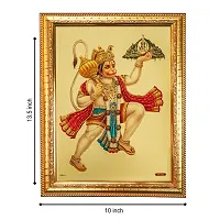 Hawai Shree Bajrang Bali Hanuman with Trikut Parvat Gold Plated Photo Frame 14 X 10 Inches-thumb1