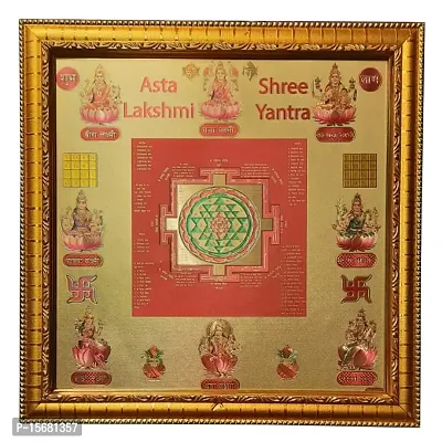 Hawai 24k Gold Plated Ashta Laxmi Shree Yantra for Home Office Business Place Worship Use 10.5x10.5 Inches