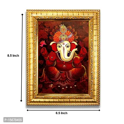 Hawai Lord Ganesh Designer Wall Hanging Engineered Wood Photo Frame for Worship Use 8.5x7inch SFDI276GLDFRM-thumb3