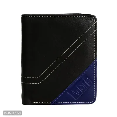 Adone Genuine Leather Stylish Black Wallet with Multiple Card Slot and Photo Id Window for Men