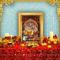 Hawai Shiva Parivar Designer Wall Hanging Engineered Wood Photo Frame for Worship Use 8.5x7inch SFDI282GLDFRM-thumb1