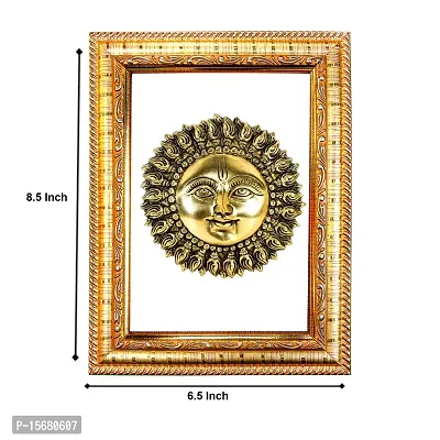 Hawai Feng Shui Mahavastu Remedies Wooden Framed Golden Lord Surya Dev Photo for Home Office Business Place SFDI221GLDFRM-thumb2