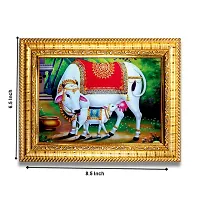 Hawai Kamdhenu Cow Designer Wall Hanging Engineered Wood Photo Frame for Worship Use 8.5x7inch SFDI289GLDFRM-thumb2