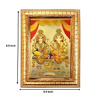 Hawai Ganesh Laxmi Gold Plated Photo with Wooden Wall Hanging Photo Frame for Worship Use SFDI160GLDFRM-thumb1