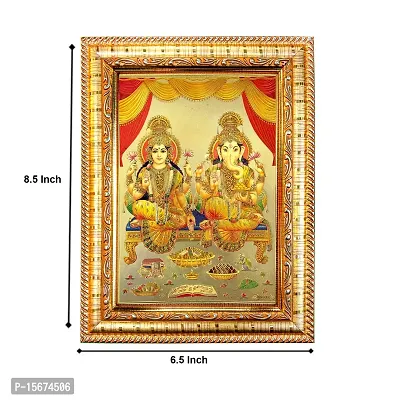 Hawai Ganesh Laxmi Gold Plated Photo with Wooden Wall Hanging Photo Frame for Worship Use SFDI160GLDFRM-thumb2