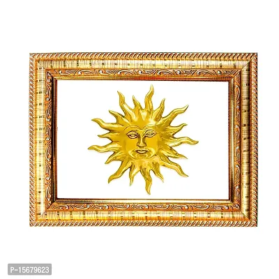 Hawai Feng Shui Mahavastu Remedies Wooden Framed Golden Lord Surya Dev Photo for Home Office Business Place SFDI236GLDFRM