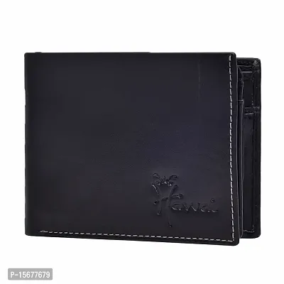 Hawai Genuine Leather Black Bi-Fold Men Wallet with Photo Id Window and Multiple Card Slots-thumb0