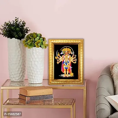 Hawai Pancha Mukhi Hanuman Designer Wall Hanging Engineered Wood Photo Frame for Worship Use 8.5x7inch SFDI275GLDFRM-thumb5