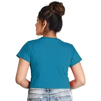 Hawai Cotton Half Sleeve Blue Crop Top for Women (PCT009)-thumb4