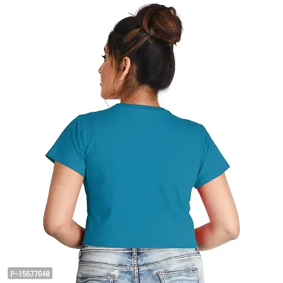 Hawai Cotton Half Sleeve Blue Crop Top for Women (PCT009)-thumb5