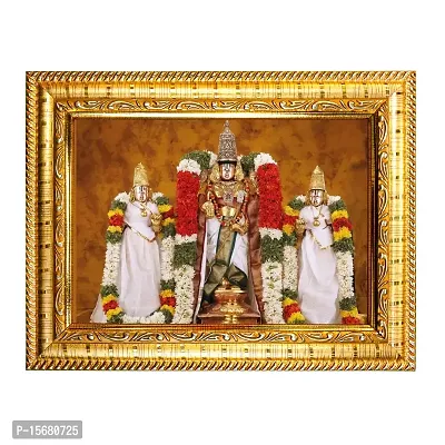 Hawai Lord Venkateswara Designer Wall Hanging Engineered Wood Photo Frame for Worship Use 8.5x7inch SFDI291GLDFRM